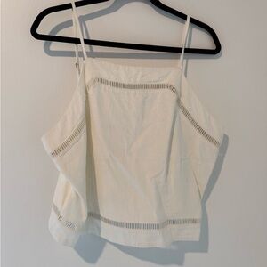 Abercrombie & Fitch Linen-Blend High Neck Cropped Tank | White | Size Large